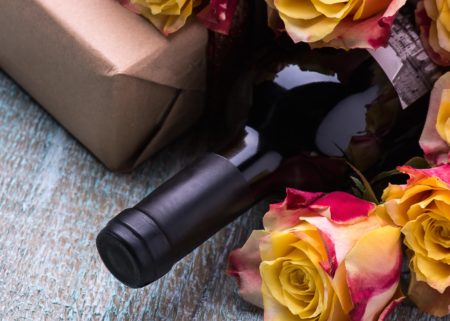 wine bottle with flowers