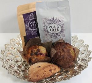 Fresh baked goods like muffins & scones from Cuppers, Fresh roasted coffee and tea from Wild Iris